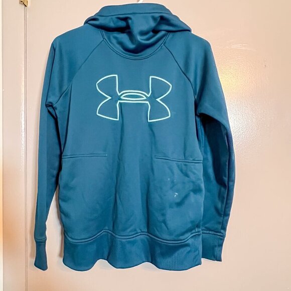 Under Armour Women's Cold Gear Big Logo Hoodie Blue Size S - Picture 1 of 5